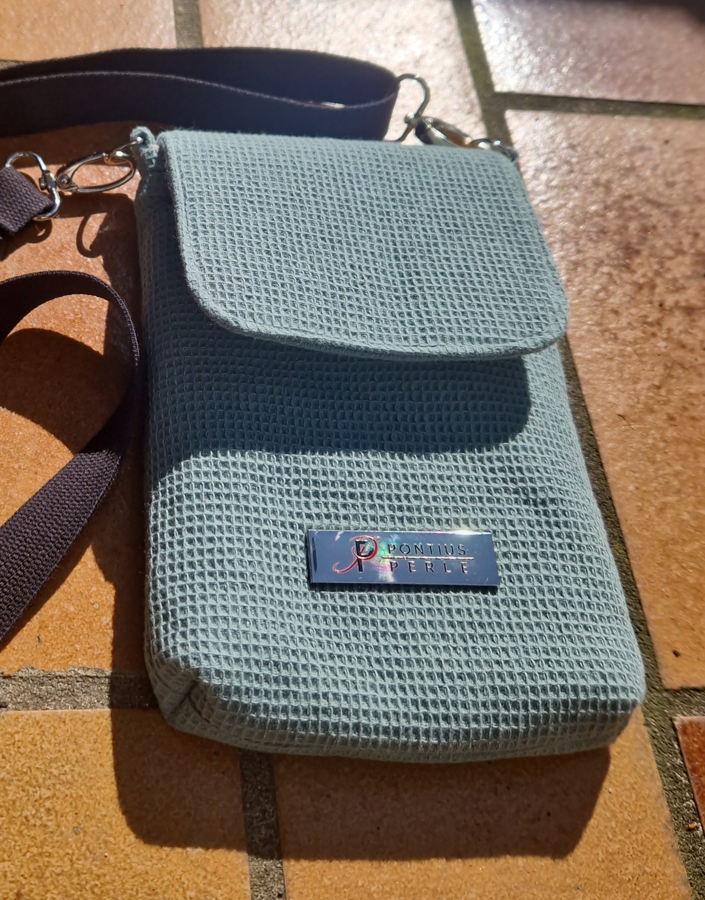 Handytasche zum Umhängen Waffelpiqué Mint