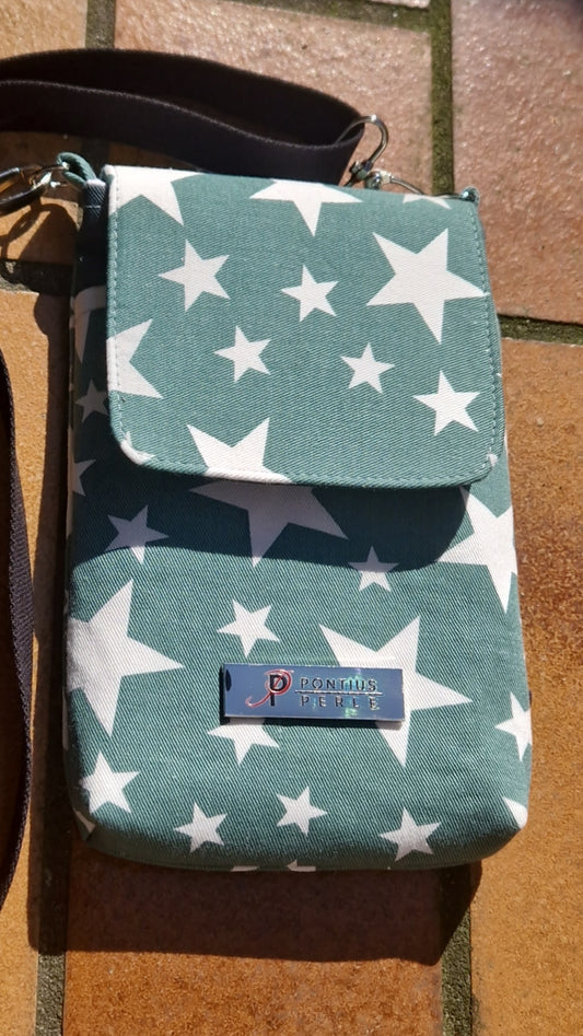 Handytasche zum Umhängen Canvas Sterne Mint