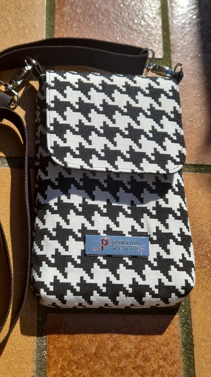 Handytasche zum Umhängen Canvas Hahnentritt