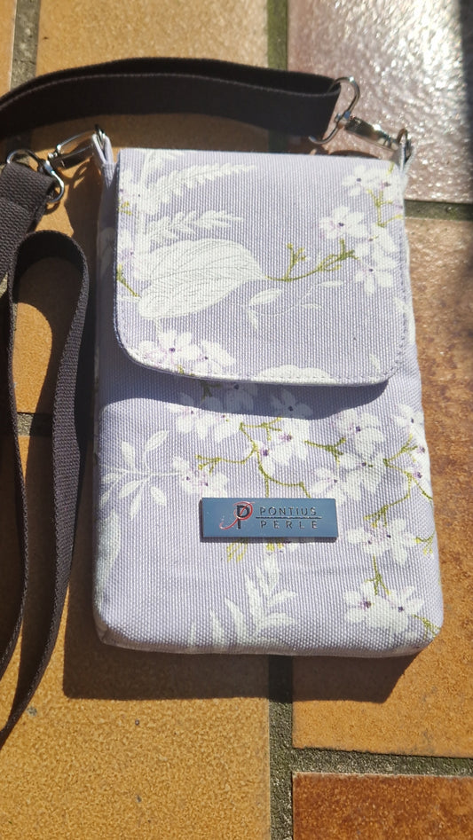 Handytasche zum Umhängen Canvas Blumen Lavendel