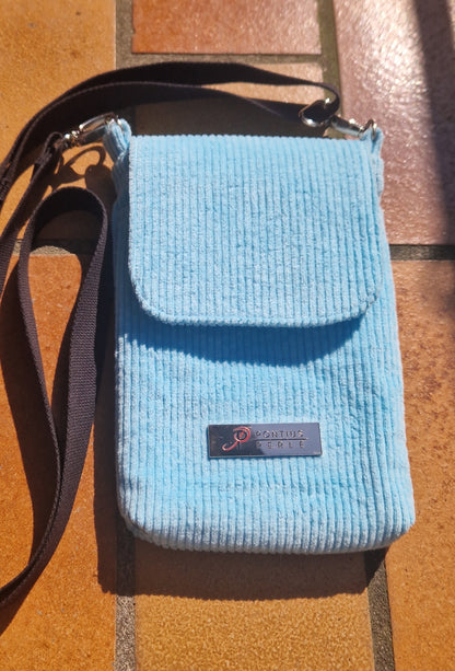 Handytasche zum Umhängen Cord Hellblau