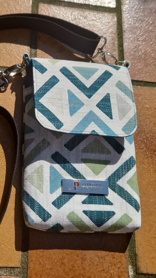 Handytasche zum Umhängen Canvas Abstrakt Petrol und Natur