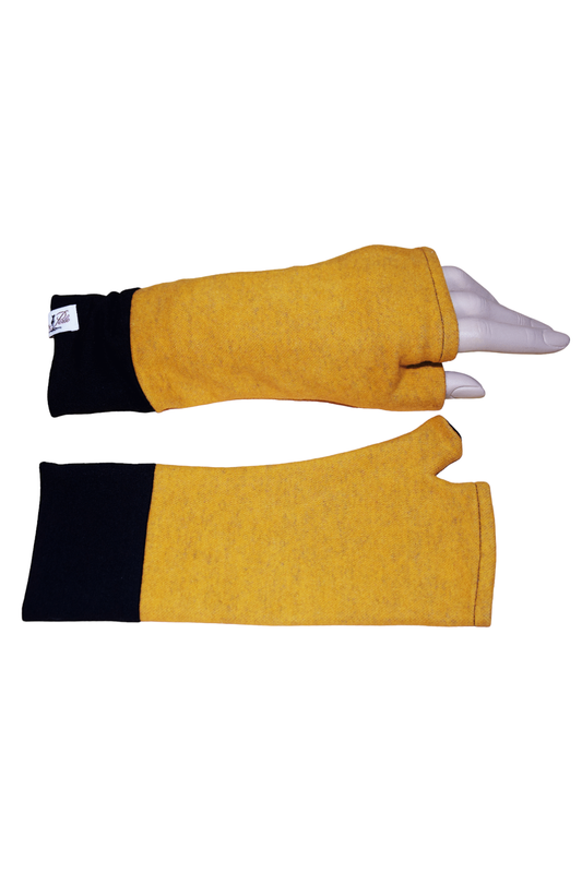 Lange Handschuhe Jacquard Uni Senf