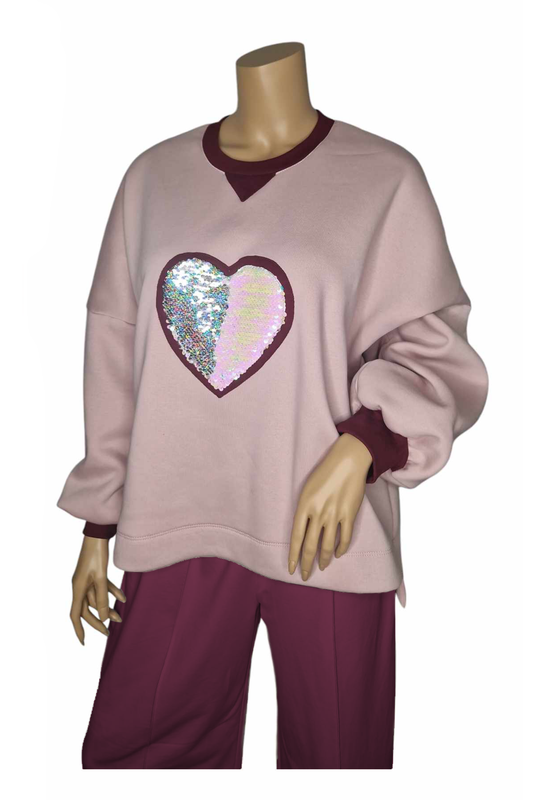 Wintershirt mit Wendepailletten Herz
