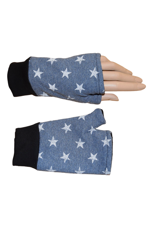 Kurze Handschuhe Terry Sterne Jeansblau