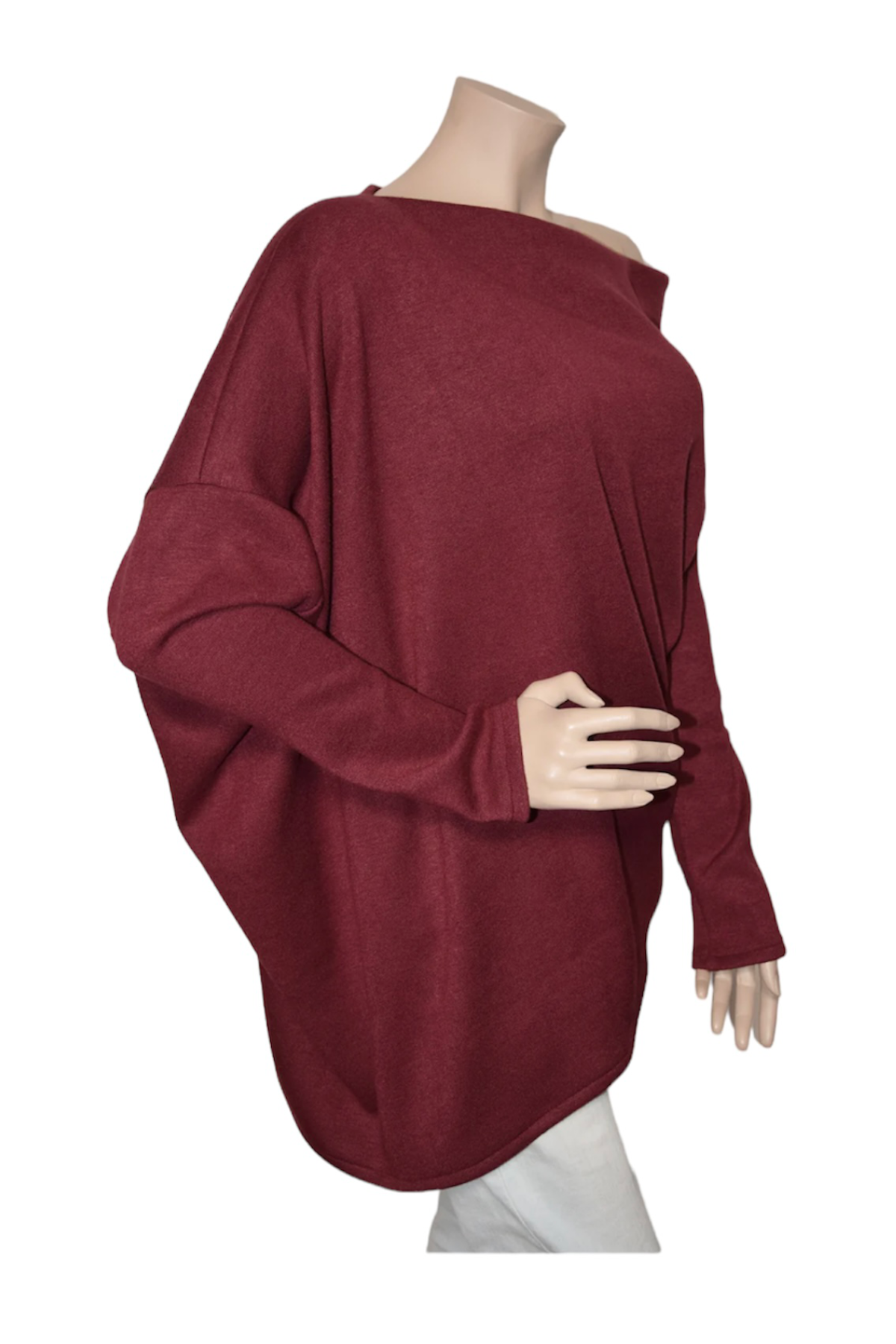 U-Boot Ausschnitt Long Design Strickpullover Bordeaux