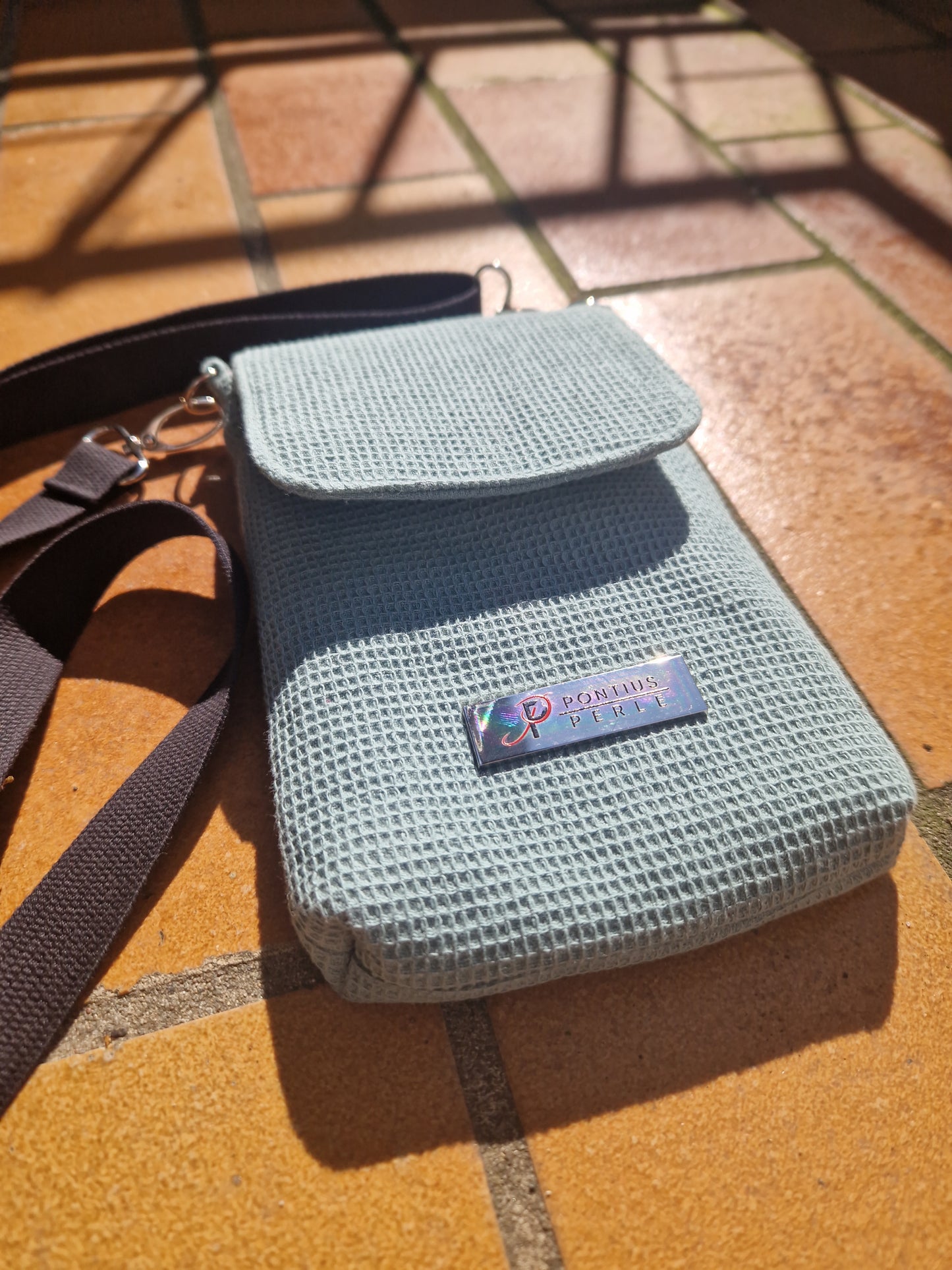 Handytasche zum Umhängen Waffelpiqué Mint