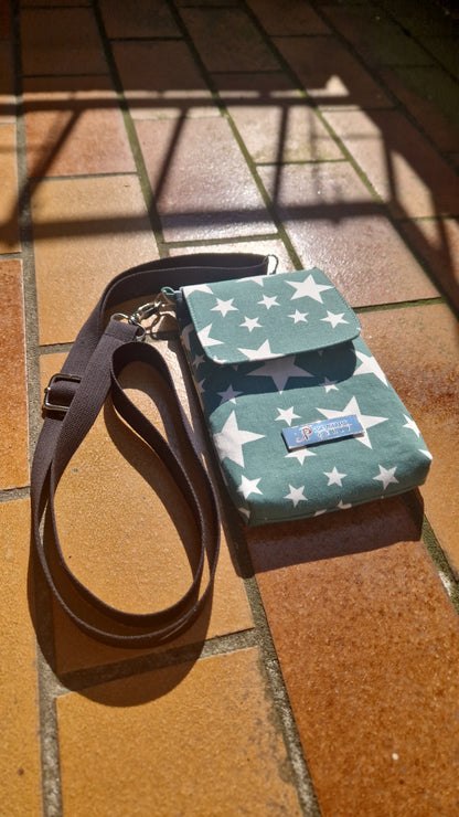 Handytasche zum Umhängen Canvas Sterne Mint