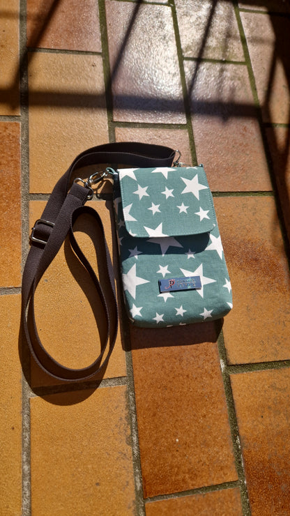 Handytasche zum Umhängen Canvas Sterne Mint
