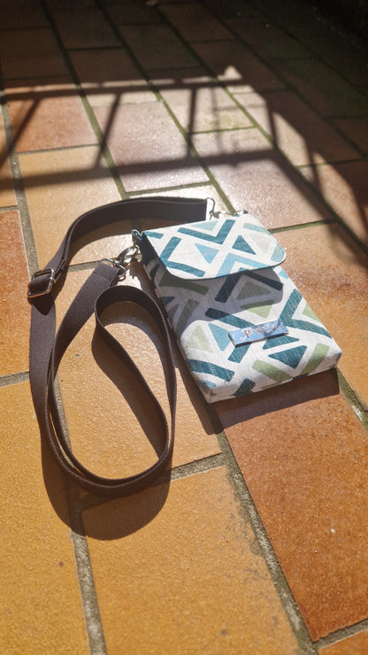 Handytasche zum Umhängen Canvas Abstrakt Petrol und Natur