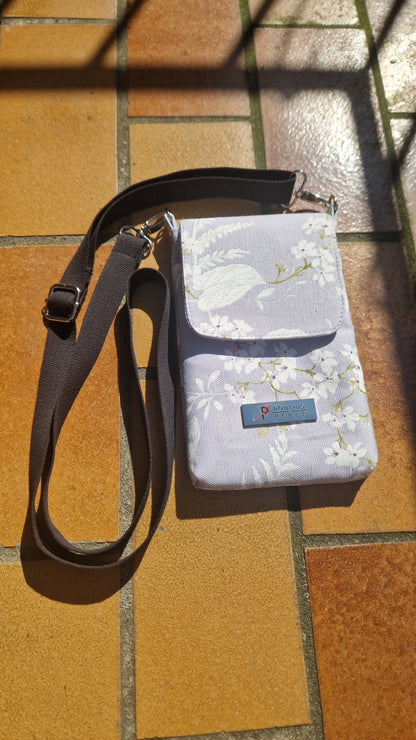 Handytasche zum Umhängen Canvas Blumen Lavendel