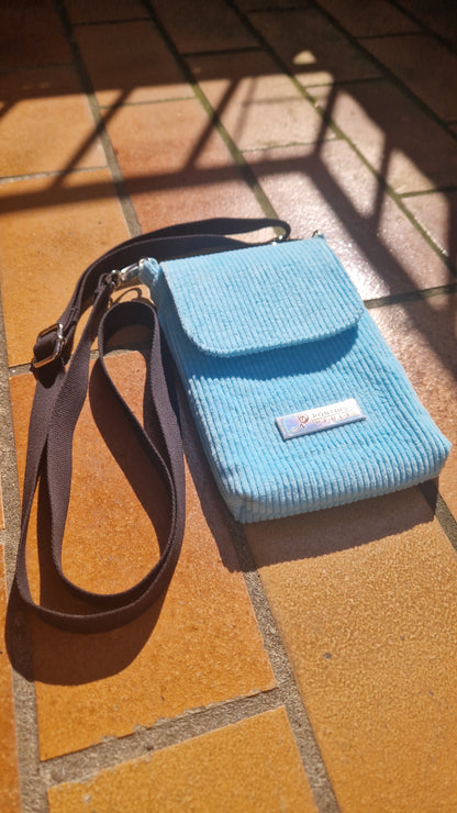 Handytasche zum Umhängen Cord Hellblau