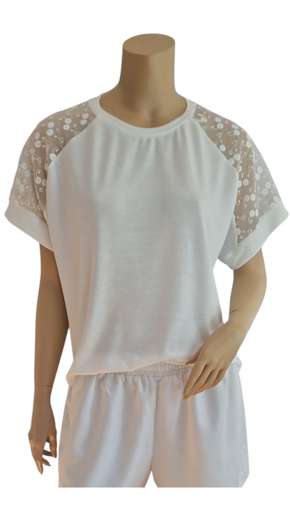 Feinstrick Raglan Shirt mit Stickerei