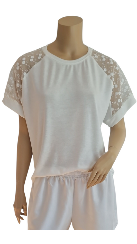 Feinstrick Raglan Shirt mit Stickerei