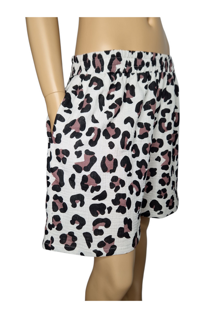 Shorts Musselin Leopardenmuster