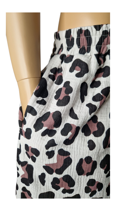 Shorts Musselin Leopardenmuster
