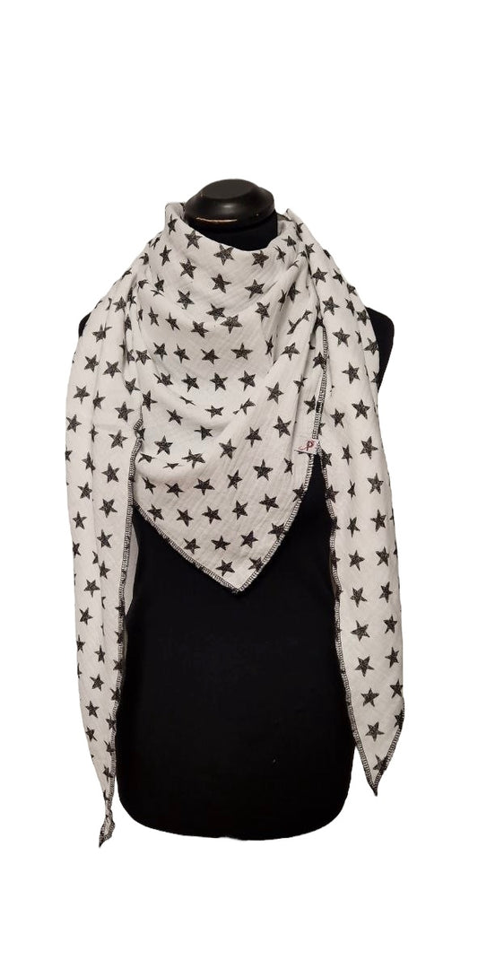 Musselintuch Sterne Weiss