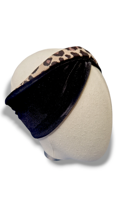 Set Stirnband und Handschuhe zum Wenden Leopard/Samt