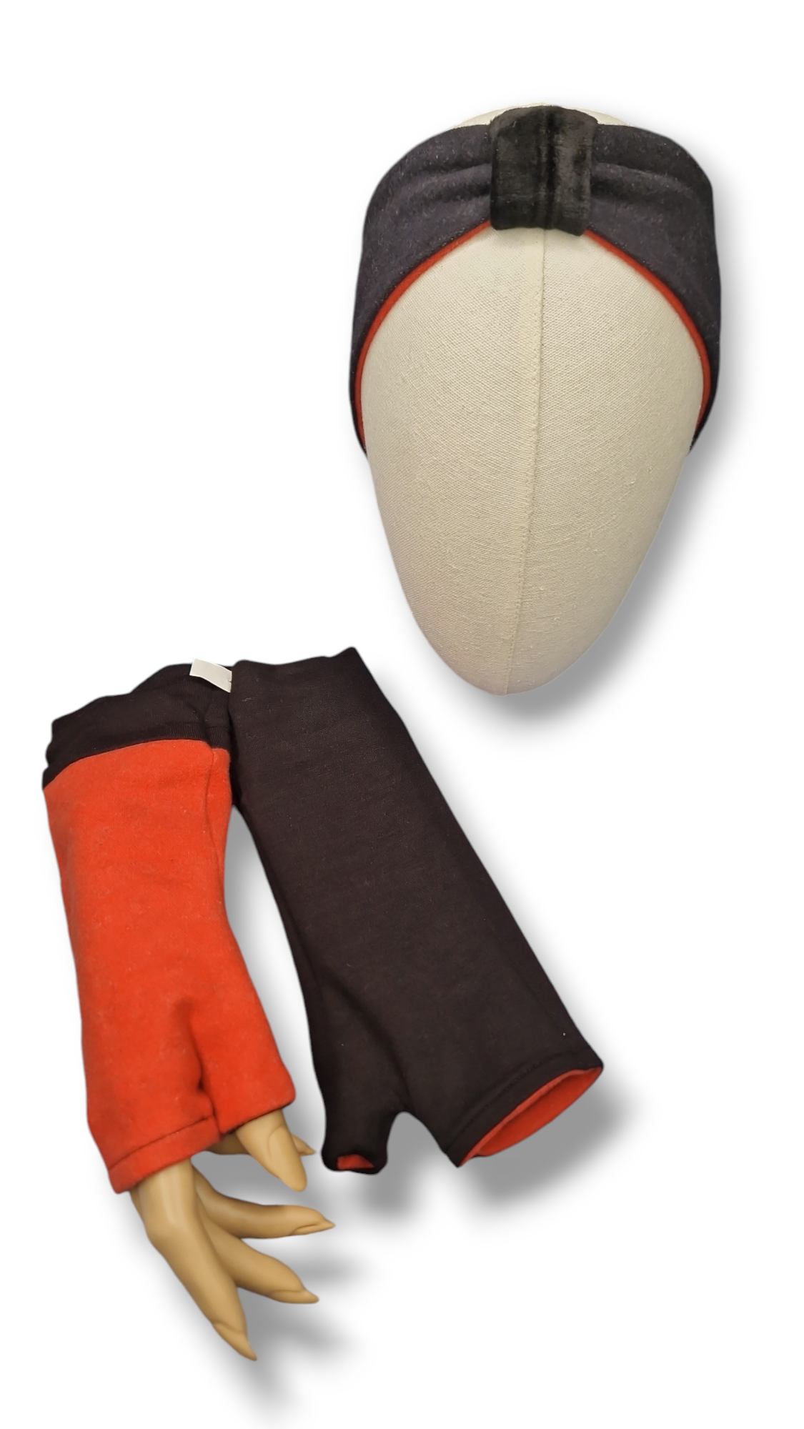 Set Stirnband und Lange Handschuhe zum Wenden Orange