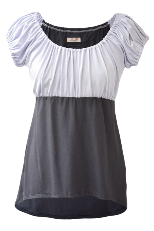 Carmenausschnitt Lavendel Anthrazitgrau