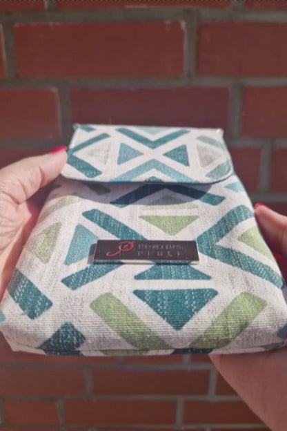 Handytasche zum Umhängen Canvas Abstrakt Petrol und Natur