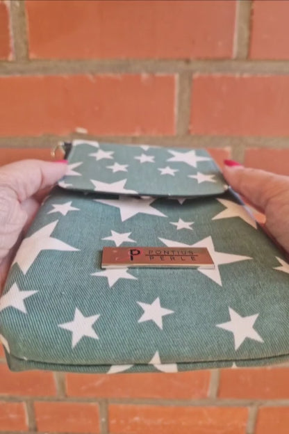 Handytasche zum Umhängen Canvas Sterne Mint