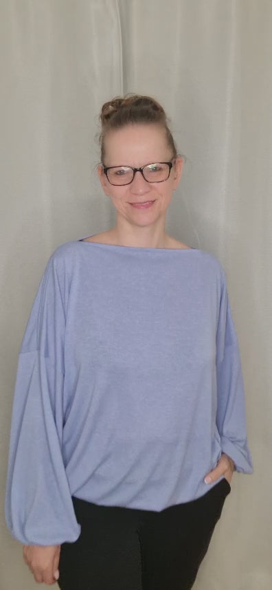 U-Boot Ausschnitt Feinstrick Pullover Lavendel