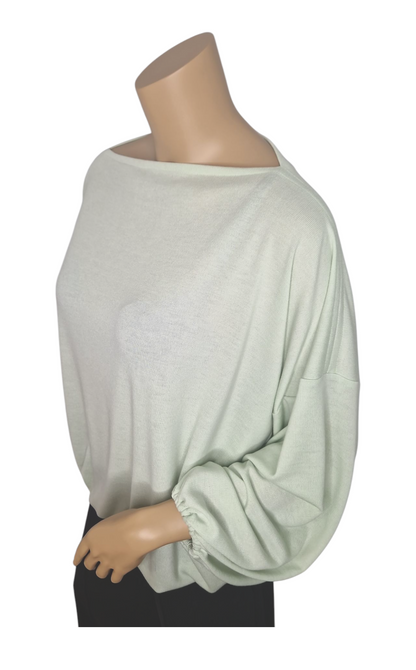 U-Boot Ausschnitt Feinstrick Pullover Lime Grün