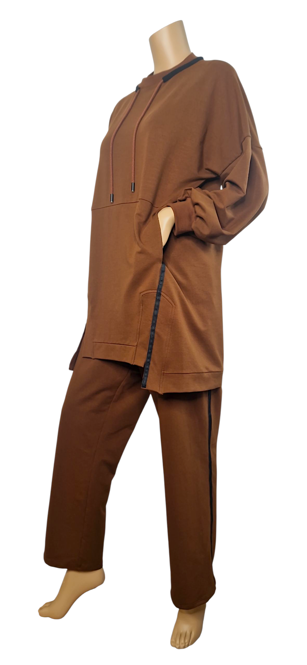 Sweatpullover in Kaffee-Braun mit Kordel-Design