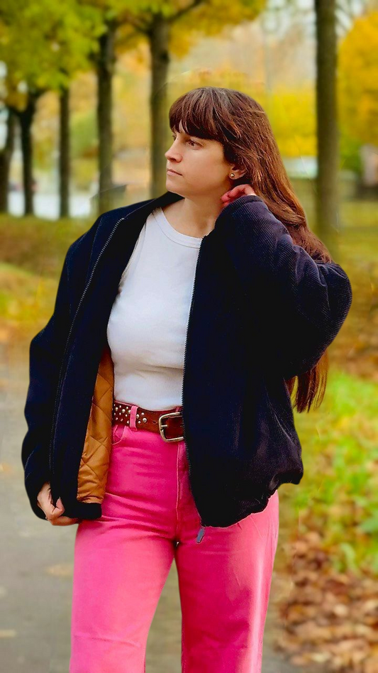 Feincord Winter-Bomberjacke schwarz