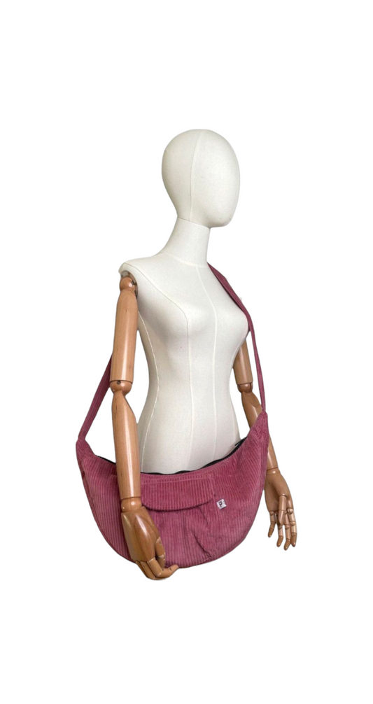 Cord Mondtasche mit Falte in  Altrosa