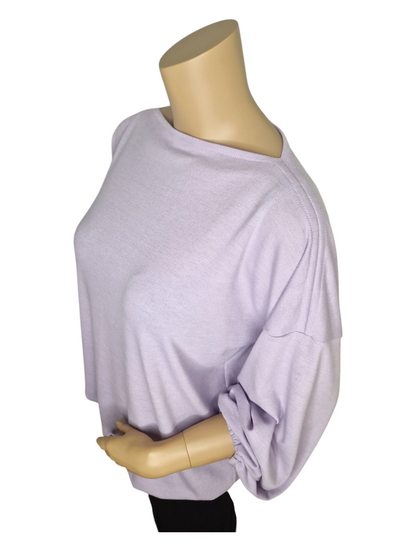 U-Boot Ausschnitt Feinstrick Pullover Lavendel