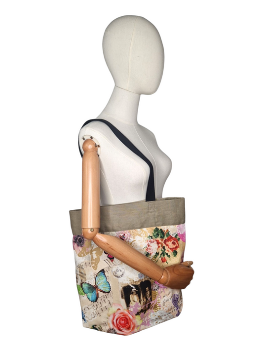 Einkaufsbeutel aus Leinen und Canvas Schmetterling (1 Teil)