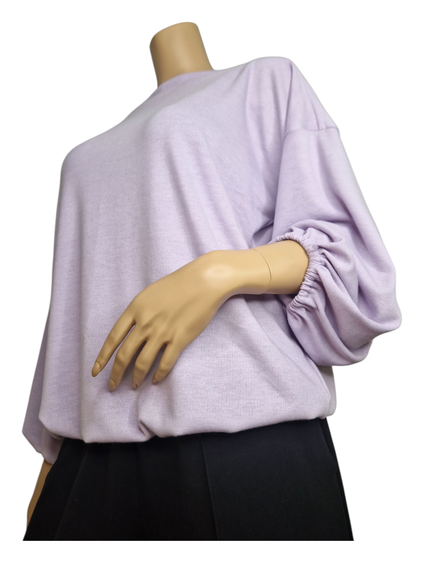 U-Boot Ausschnitt Feinstrick Pullover Lavendel