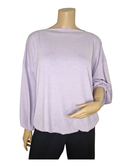 U-Boot Ausschnitt Feinstrick Pullover Lavendel