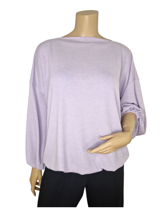 U-Boot Ausschnitt Feinstrick Pullover Lavendel