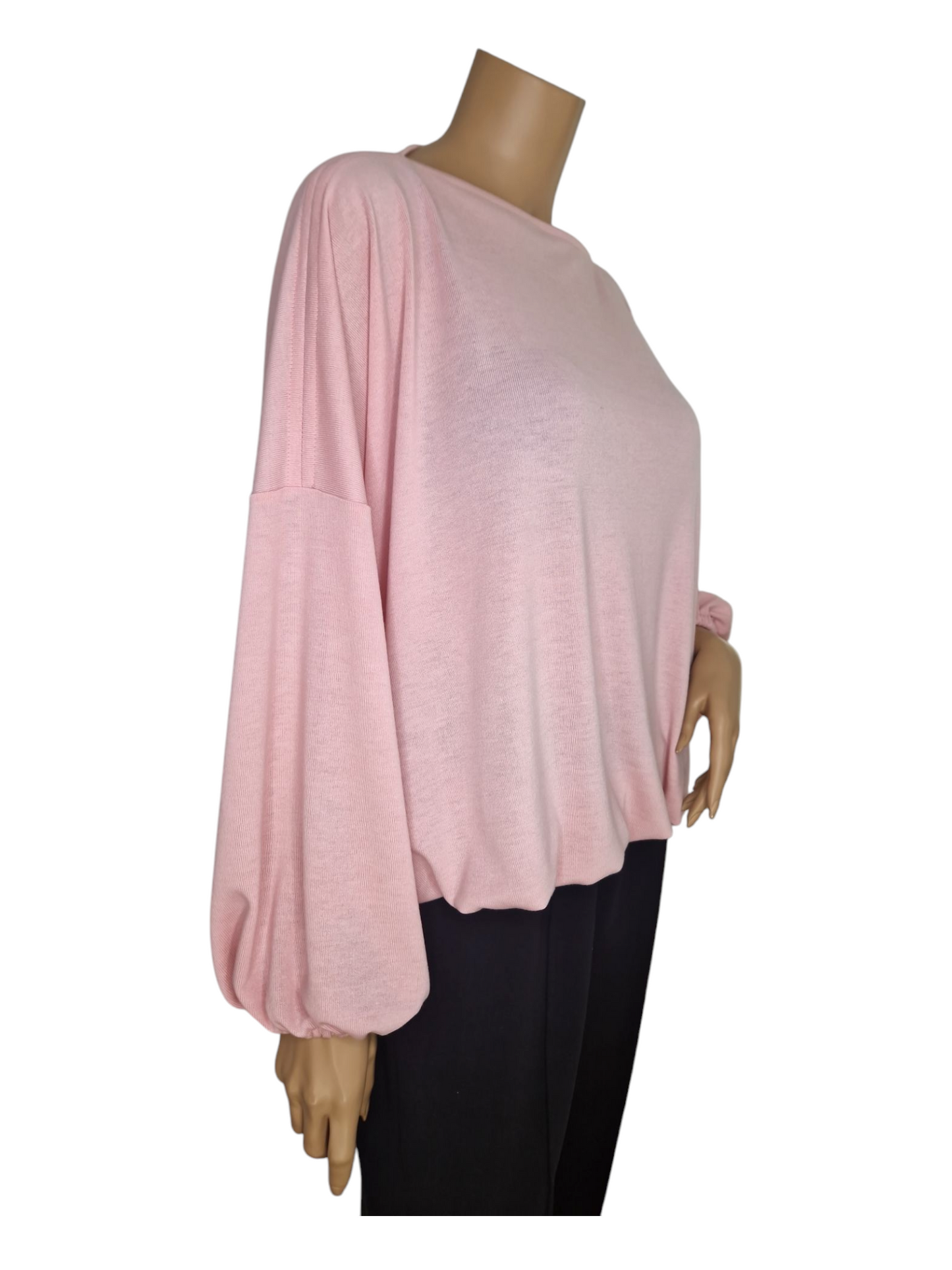 U-Boot Ausschnitt Feinstrick Pullover Hellrosa