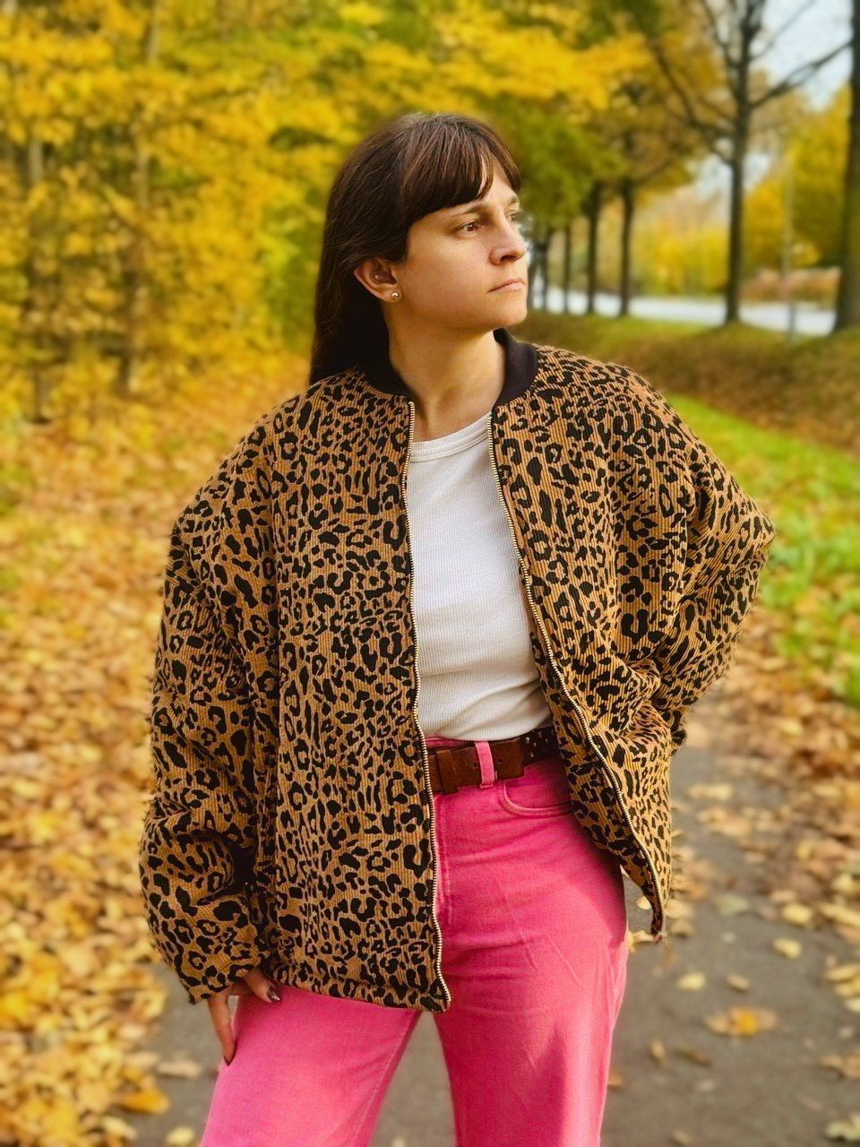 Feincord Winter-Bomberjacke Leopard