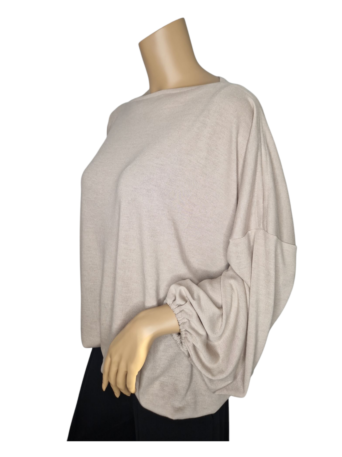 U-Boot Ausschnitt Feinstrick Pullover Beige