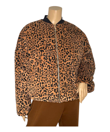 Feincord Winter-Bomberjacke Leopard