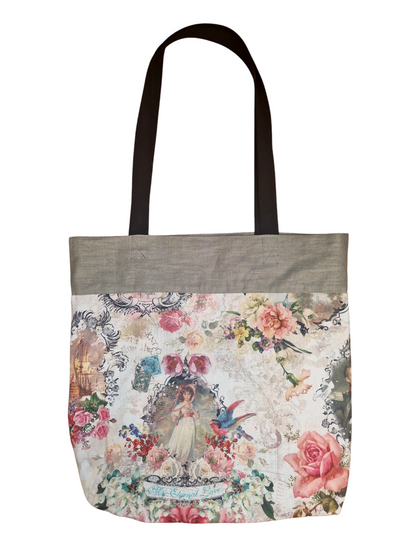 Einkaufsbeutel aus Leinen und Canvas Blumenmuster (2 Teil)