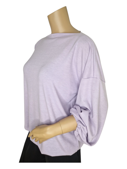 U-Boot Ausschnitt Feinstrick Pullover Lavendel