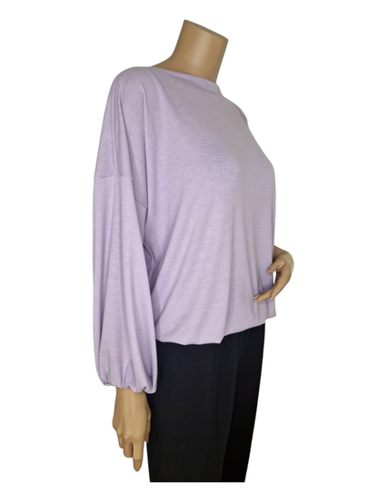 U-Boot Ausschnitt Feinstrick Pullover Lavendel