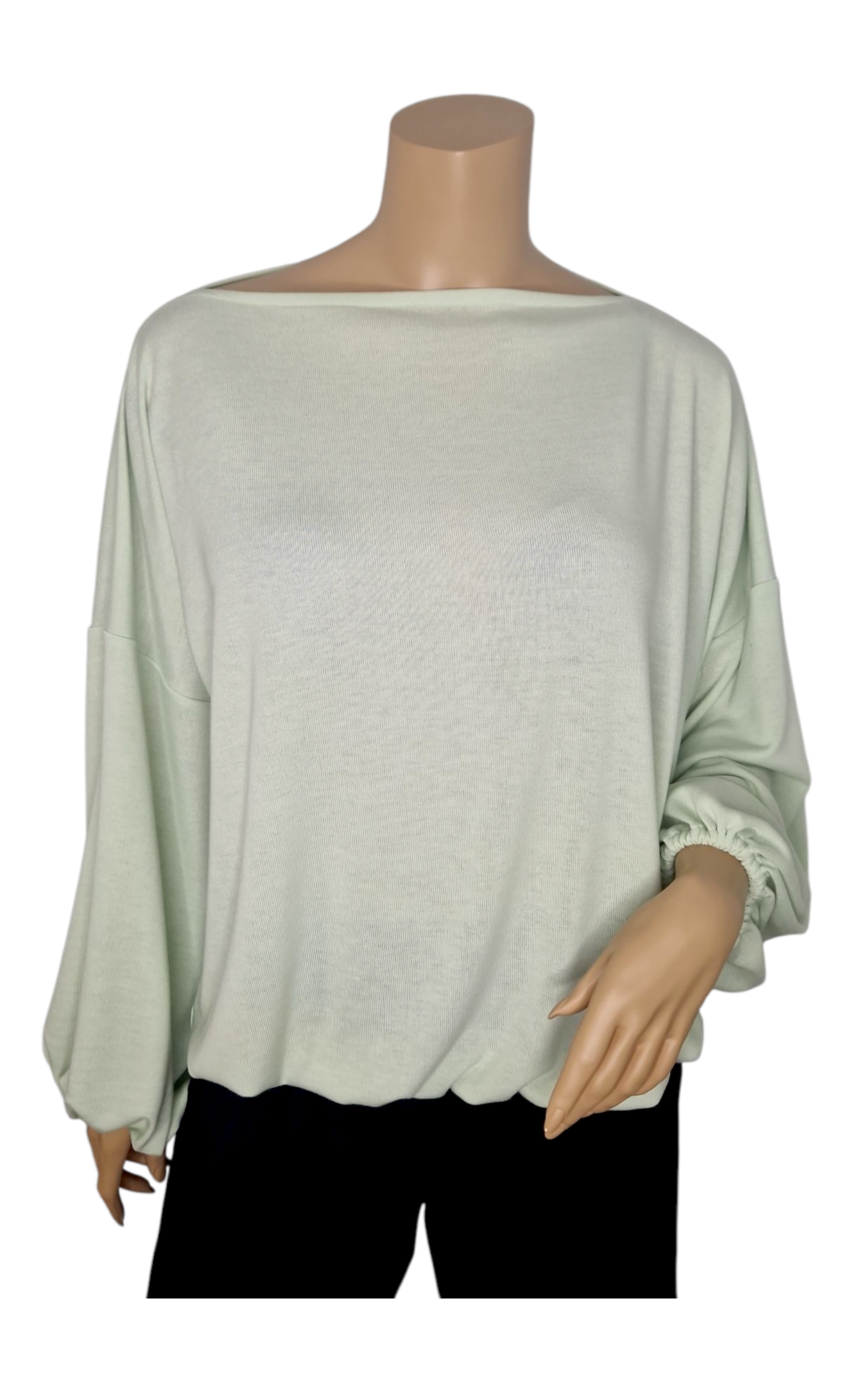 U-Boot Ausschnitt Feinstrick Pullover Lime Grün