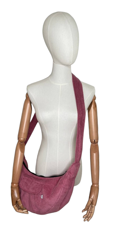 Cord Mondtasche mit Falte in  Altrosa