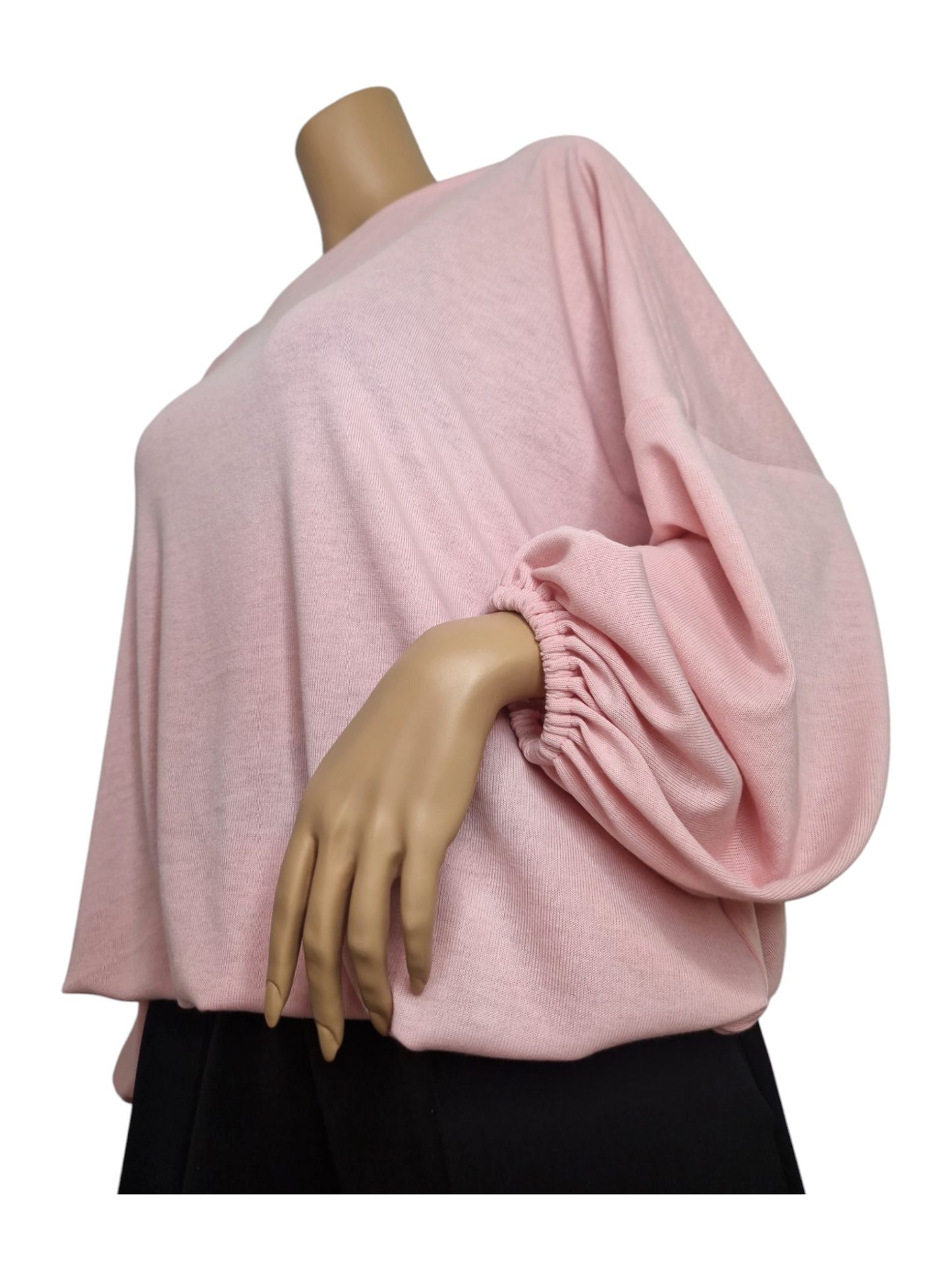 U-Boot Ausschnitt Feinstrick Pullover Hellrosa