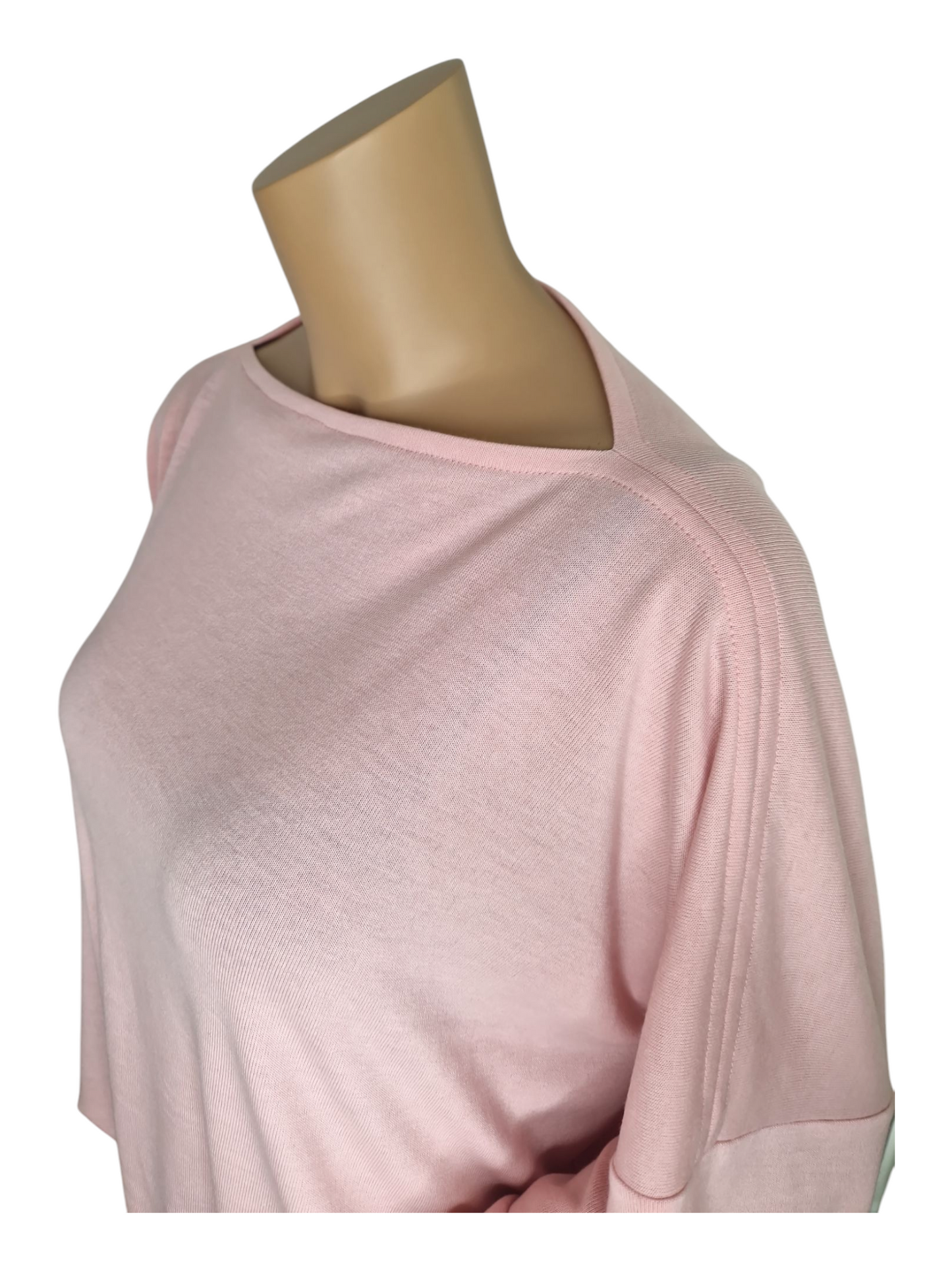 U-Boot Ausschnitt Feinstrick Pullover Hellrosa