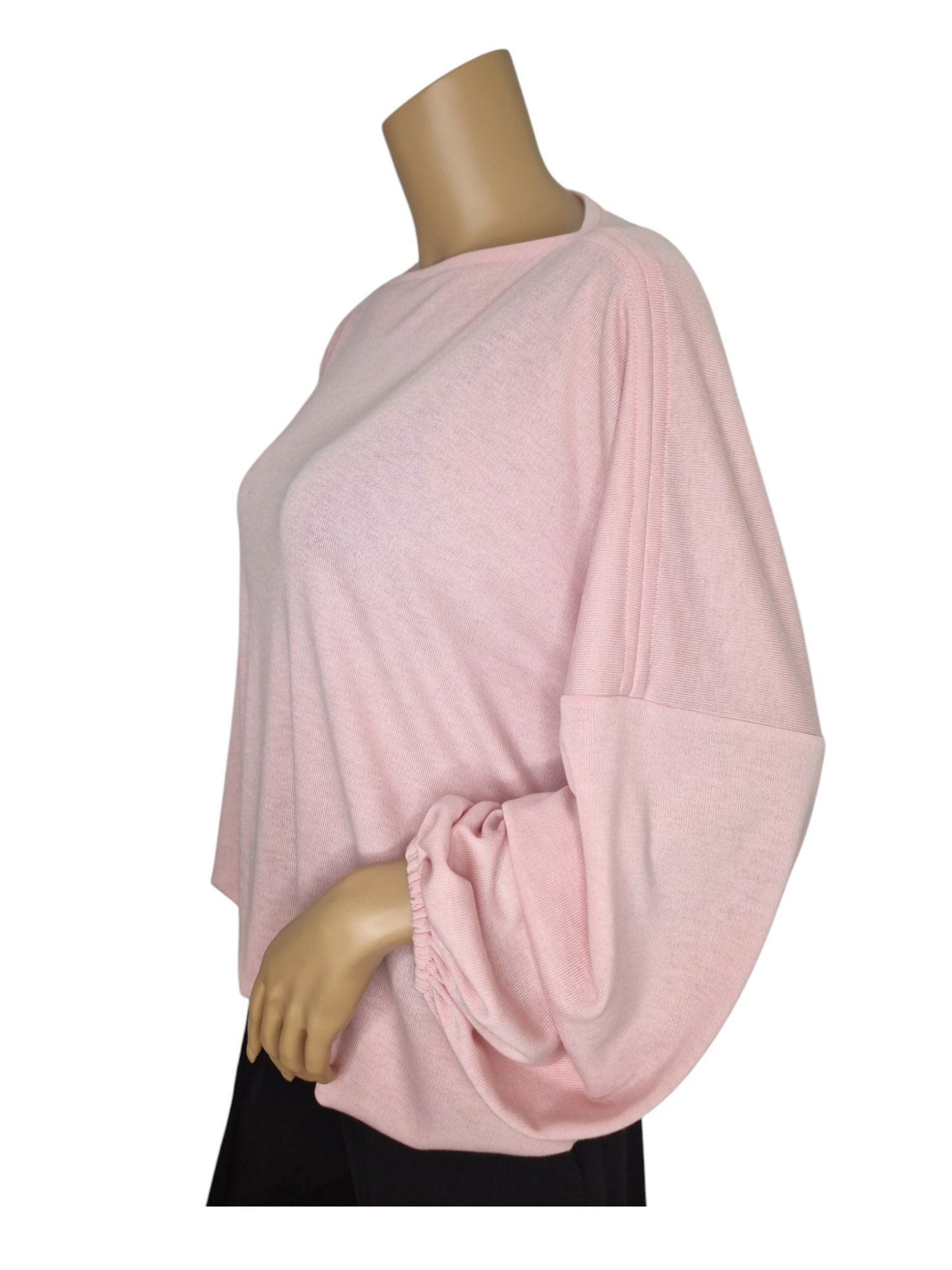 U-Boot Ausschnitt Feinstrick Pullover Hellrosa