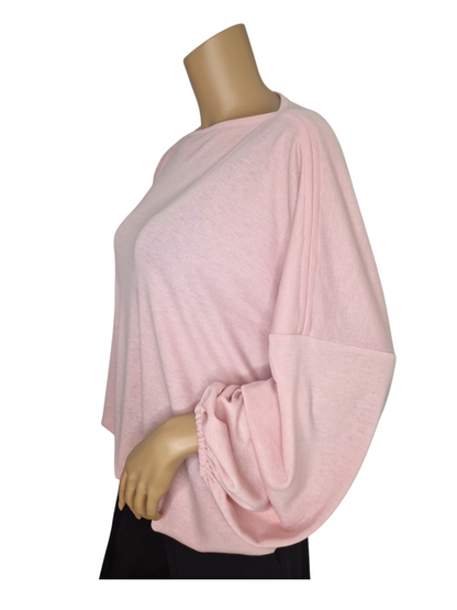 U-Boot Ausschnitt Feinstrick Pullover Hellrosa