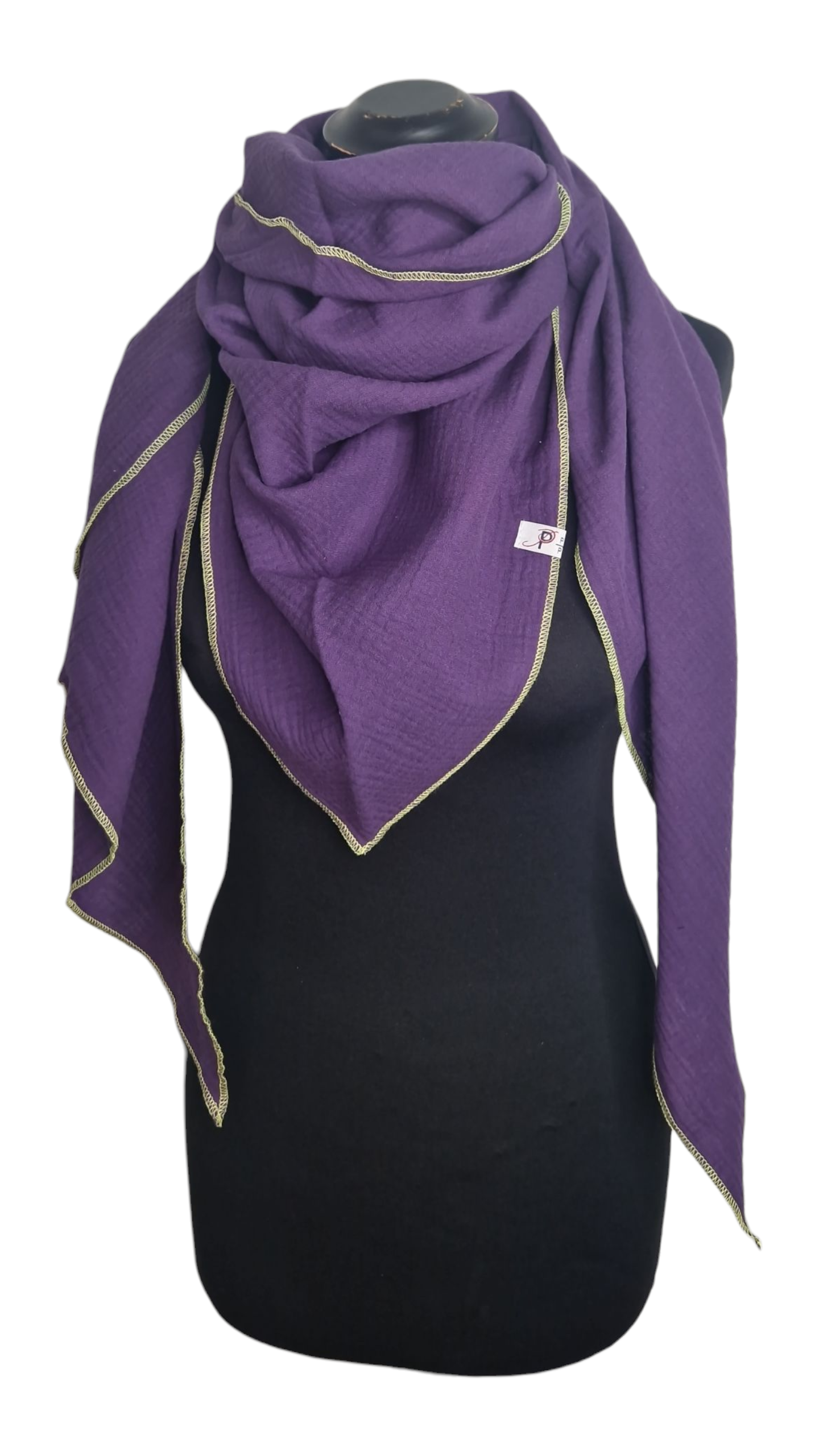 Uni Musselintuch mit Neonrand-Gelb, Violette